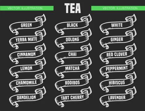 Tea types icons Stock Illustration