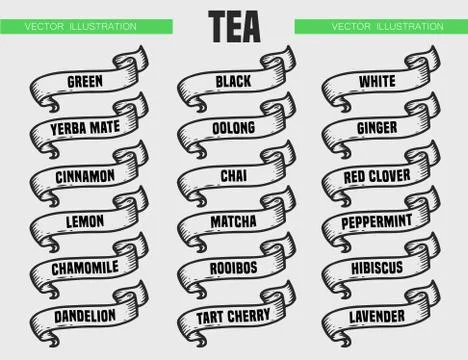 Tea types icons Stock Illustration
