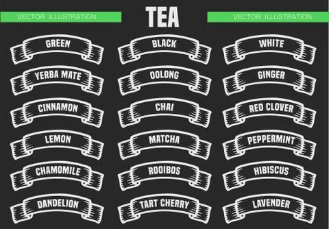 Tea types icons Stock Illustration