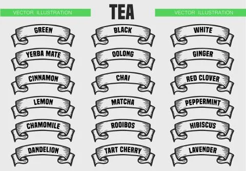 Tea types icons Stock Illustration