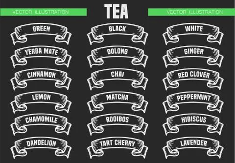 Tea types icons Stock Illustration