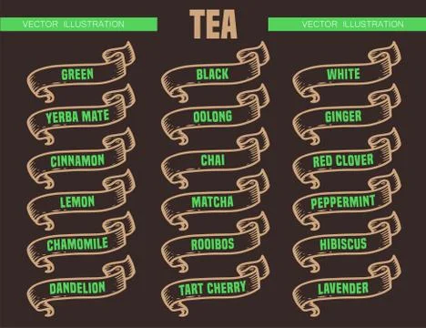 Tea types icons Stock Illustration