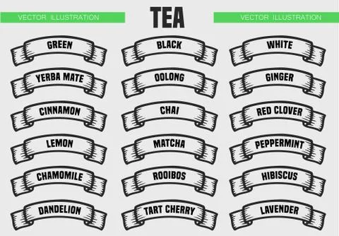 Tea types icons Stock Illustration