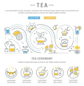 Tea Web Banner 스톡 일러스트