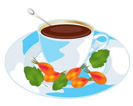 Tea with wild rose Stock Illustration