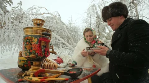 Tea In The Winter Forest Stock-Footage 52753702