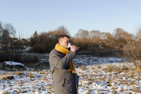 Tea in winter. Stock Photos