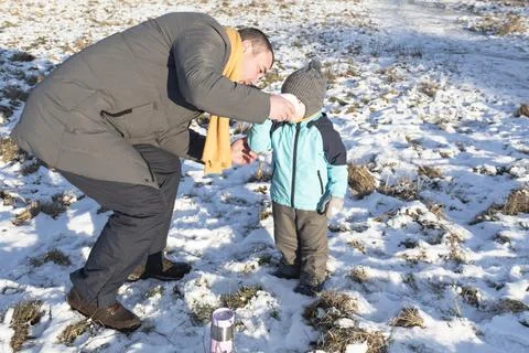 Tea in winter. Stock Photos