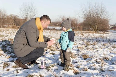 Tea in winter. Stock Photos