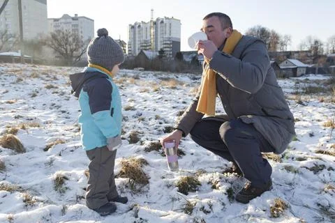 Tea in winter. Stock Photos