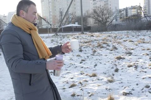 Tea in winter. Stock Photos