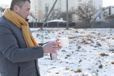 Tea in winter. Stock Photos