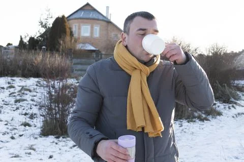 Tea in winter. Stock Photos