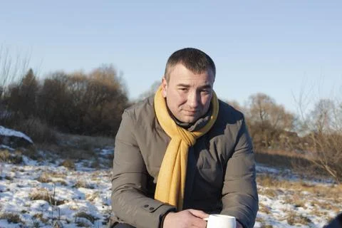 Tea in winter. Stock Photos