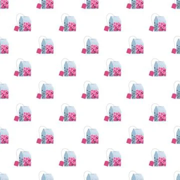 Teabag pattern with heart pieces for love and romance Stock Illustration