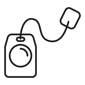 Teabag with string and tag line art icon Stock-Illustration