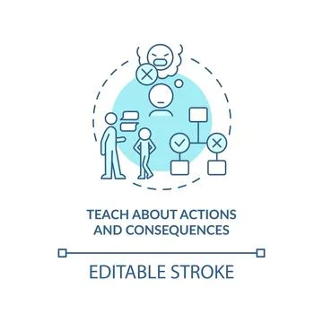 Teach about action and consequence turquoise concept icon Stock Illustration