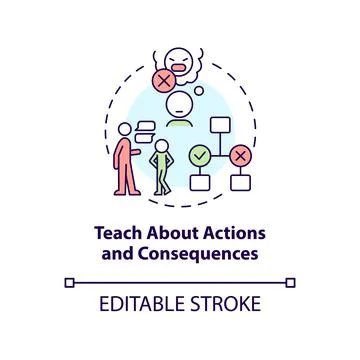 Teach about actions and consequences concept icon Illustrazione stock