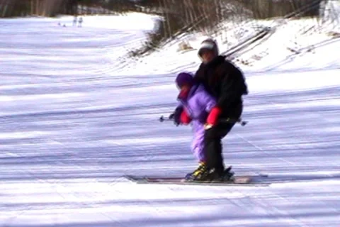 Teach me to ski more Stock Footage 9450037