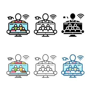 Teach online classes color icon vector forms Stock Illustration