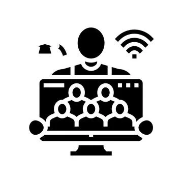 Teach online classes glyph icon vector illustration Illustrazione stock
