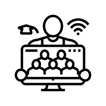 Teach online classes line icon vector illustration Illustrazione stock