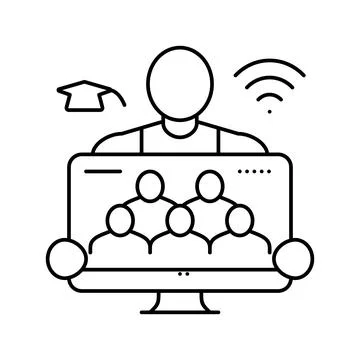 Teach online classes line icon vector illustration 스톡 일러스트