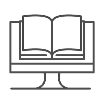 Teach school and education computer ebook lesson online line style icon 스톡 일러스트