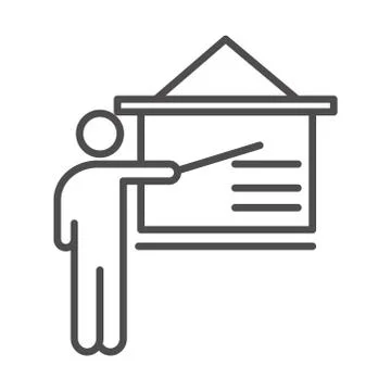 Teach school and education tutorial presentation board line style icon Illustrazione stock