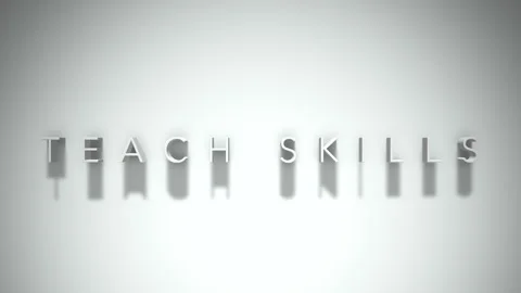 Teach skills 3D title animation white text on a white background Stock Footage 299757768