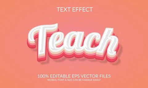 Teach vector eps editable text effect design. Ilustración de archivo