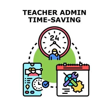 Teacher admin time saving software concept vector Illustrazione stock