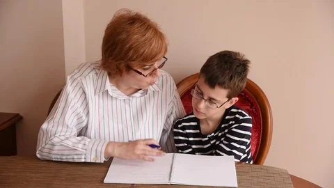 Teacher and schoolboy Stock Footage 75171355