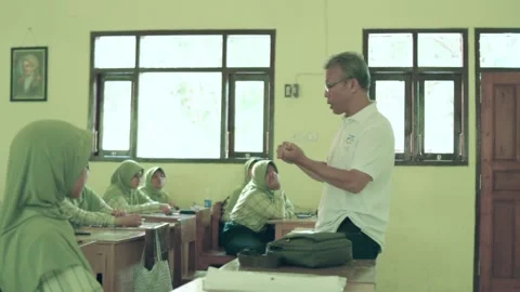 Teacher and student learning process in Indonesian Javanese schools Stock Footage 150678105