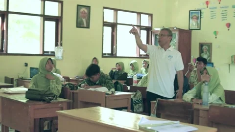 Teacher and student learning process in Indonesian Javanese schools Stock Footage 150678196