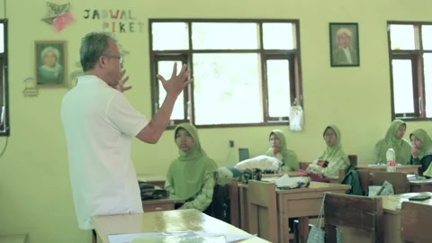 Teacher and student learning process in Indonesian Javanese schools Stock Footage 150678287