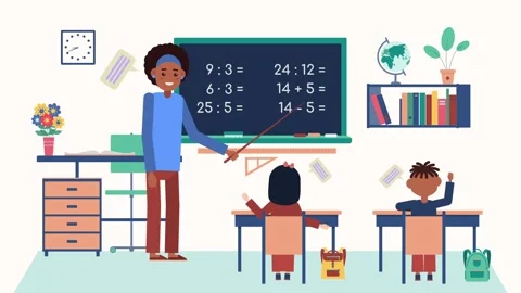 Teacher and Students in Classroom Learning Math. Stock Footage 318346073