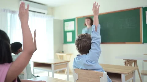 Teacher and students, Learn and study in a classroom of school Stock Footage 282773344