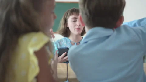 Teacher and students, Learn and experiment with science Video stock 285309728