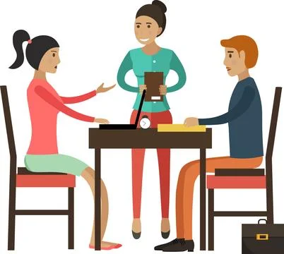 Teacher and students at lesson vector icon isolated on white Stock Illustration
