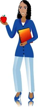 Teacher with Apple Stock Illustration