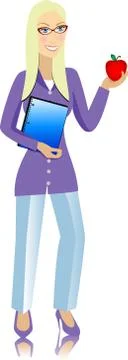 Teacher with Apple Stock Illustration
