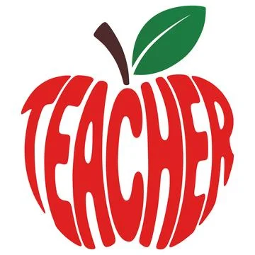 Teacher Apple Typography Vector Red Apple Stock Illustration