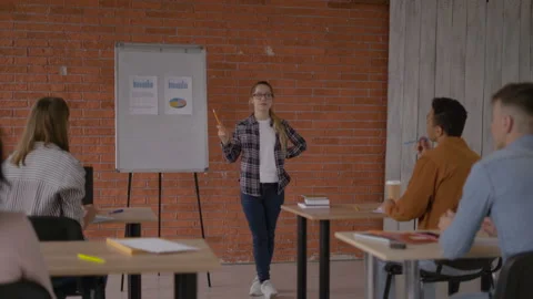 Teacher asks students questions. 4K Stock Footage 108341047