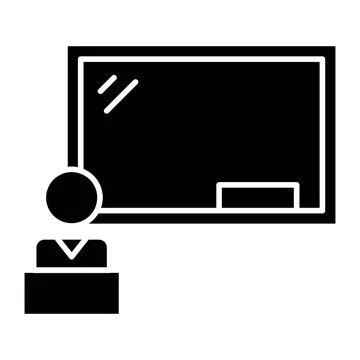 Teacher with Blackboard Glyph Icon Stock Illustration