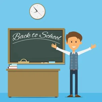 Teacher at the blackboard. Illustrazione stock