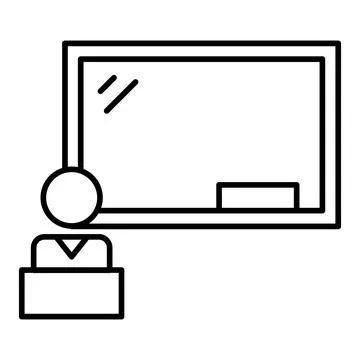 Teacher with Blackboard Line Icon Stock Illustration