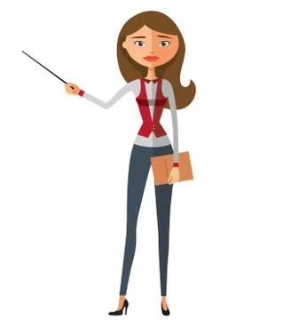 Teacher blond lady with a pointer. Stock Illustration