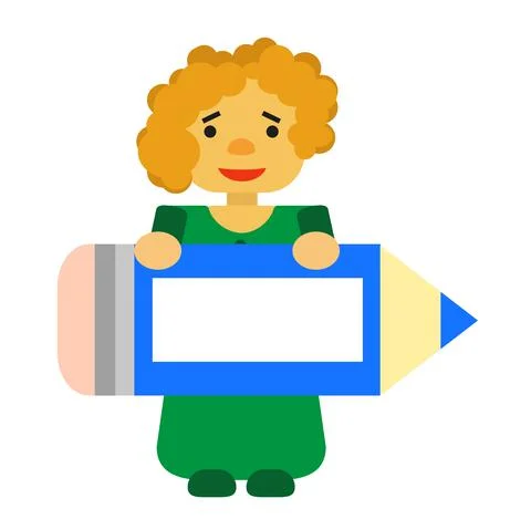Teacher with blue pencil with frame for text Stock Illustration