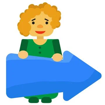 Teacher with blue pointer arrow in green dress Stock Illustration